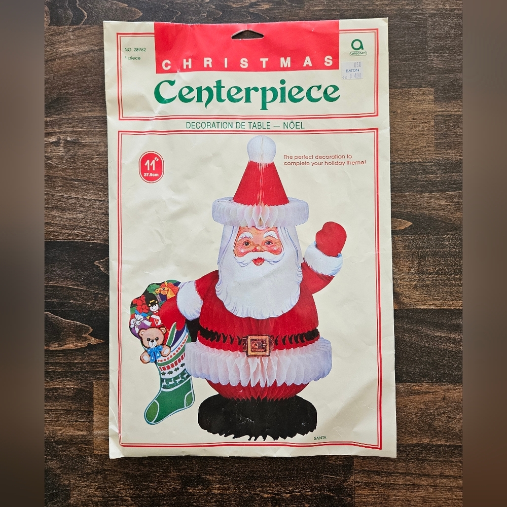 Brand New Vintage Christmas Fold Up Santa Centerpiece